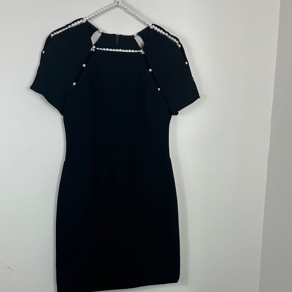 Alice & Olivia Black Pearl Kristiana Elegant Fitted Sheath Mini Dress 6 - Picture 2 of 9